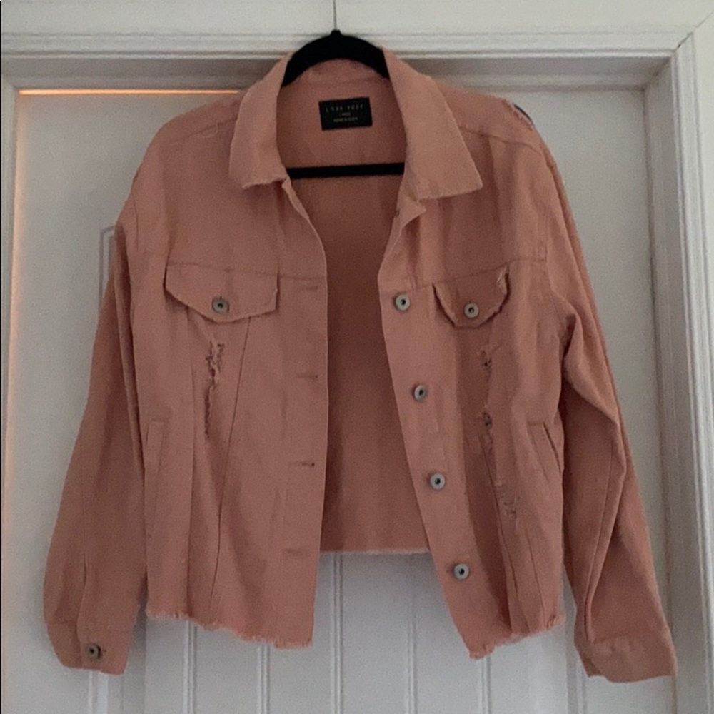 Cropped pink Jean jacket